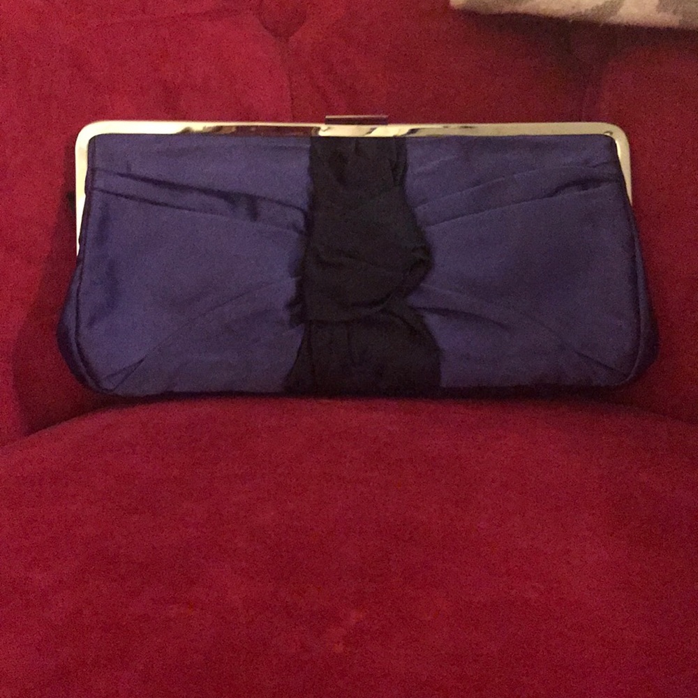 Purple and black envelope clutch